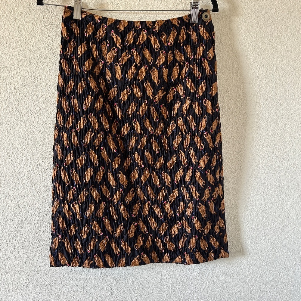 VTG Jeanne Marc Artsy Orange Cat Novelty Print Quilted Midi Skirt Women’s 8/10